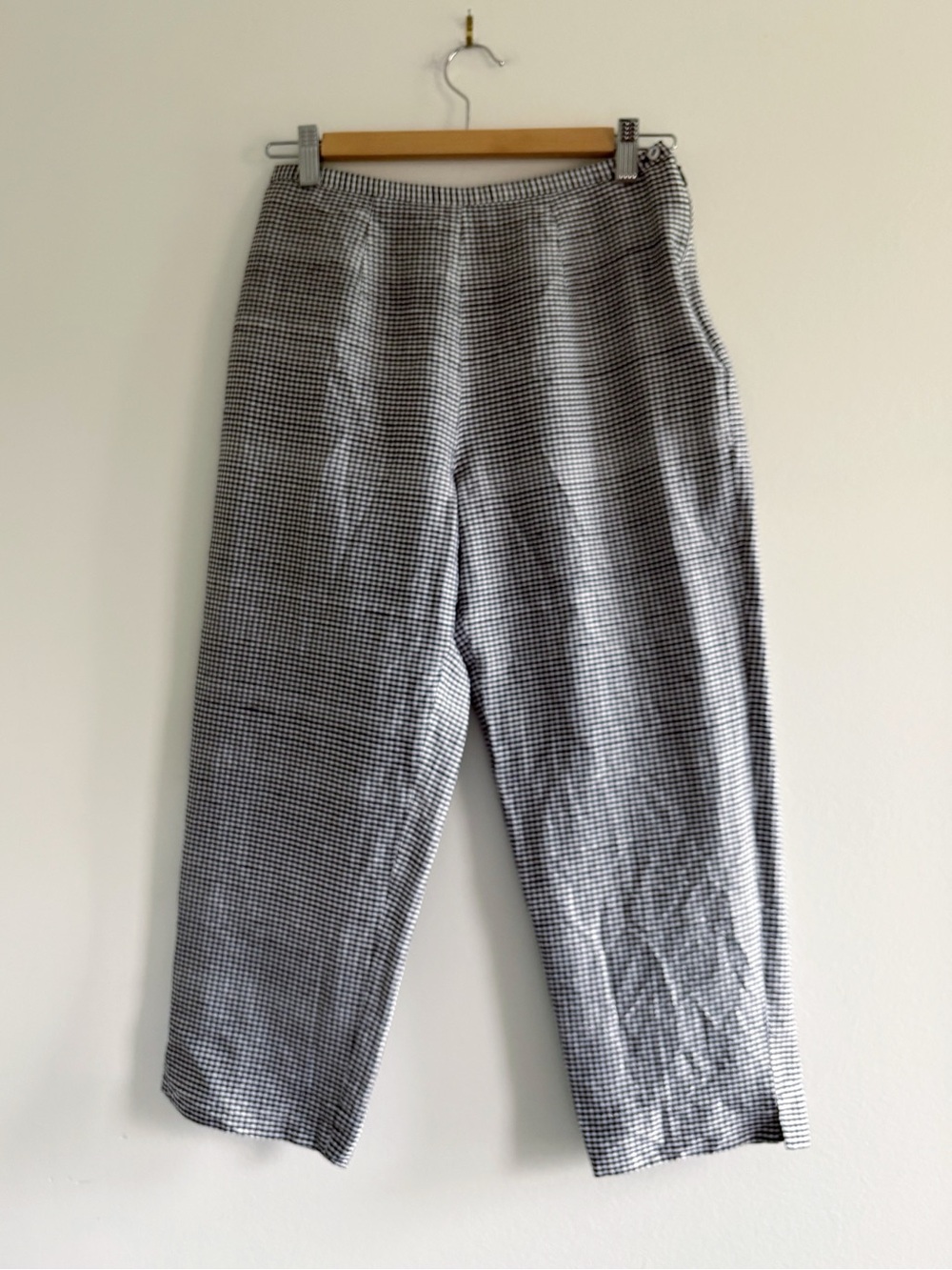 Vintage Hillard & Hanson Black and White Gingham Cropped pants 100% silk sz M